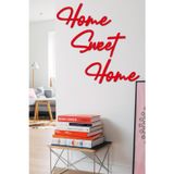 Hellove Kırmızı Home Sweet Home Yazısı Duvar Tablosu Ahşap Dekoratif Obje