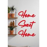 Hellove Kırmızı Home Sweet Home Yazısı Duvar Tablosu Ahşap Tablo Kapı Süsü