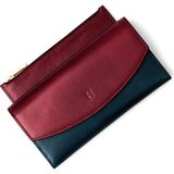 Helmbrook London Ashley Kadın Bordo Lacivert Deri Fermuarlı Rfid Korumalı Cüzdan - Bordo - Lacivert