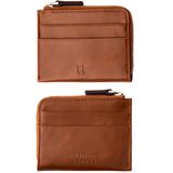 HELMBROOK London Fermuarlı%100 Hakiki Dana Derisi Unisex Kartlık, RFID Korumalı, 4 Kredi Kartı Bölmeli Kompakt Kart Cüzdanı, El İşçiliği Hand Made, Hediye Kutulu