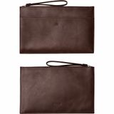 HELMBROOK London Unisex Debriyaj Hakiki Deri Çanta ile Bileklik & Zip Kapatma Şık Hediye Doğum Günü Yıldönümü Noel için, Kahverengi