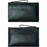 HELMBROOK London Unisex Debriyaj Hakiki Deri Çanta ile Bileklik & Zip Kapatma Şık Hediye Doğum Günü Yıldönümü Noel için, Siyah