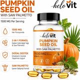 Helovit Pumpkin Seed Oil Softjel 1500 Mg & Saw Palmetto Içeren 2-In-1 Erkek Sağlığı ve Doğal Destek