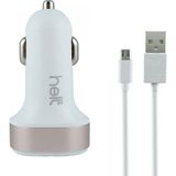Helt HT-16 2 Çıkışlı 2100 Mah Micro Kablo + Araç Şarj Aleti Beyaz