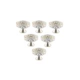 HELVACIOĞLU AKSESUAR 6 'li Diamond Desenli Ayaklı Şekerlik, Lokumluk , Çerezlik , Çikolata Sunum 9 Cm Gümüş