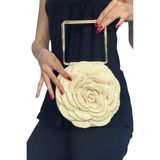 Helybag El Yapımı Örgü Gül Çanta – Rose Bag – Metal Saplı - 4 Farklı Renk Seçeneği - - Beyaz