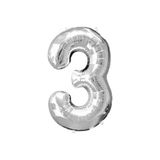helyum pasta Folyo Balon 3 Rakamı Gümüş 16 Inç (40 Cm)