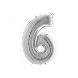 helyum pasta Folyo Balon 6 Rakamı Gümüş 16 Inç (40 Cm)