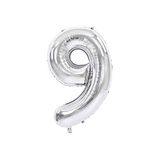 helyum pasta Folyo Balon 9 Rakamı Gümüş 16 Inç (40 Cm)