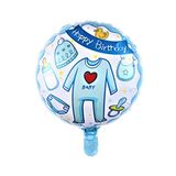 helyum pasta "Happy Birthday" Baby Baskılı Yuvarlak Folyo Balon Mavi 18 Inç