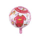 helyum pasta "Happy Birthday" Baby Baskılı Yuvarlak Folyo Balon Pembe 18 Inç