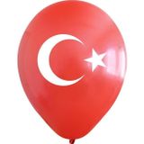 Helyuma Uyumlu Ay Yildiz Bayrak Baskili Balon 12 İnch 100 Adet Turk Bayragi Balon 12 İnc