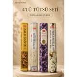 hem incence HEM 4’lü Çubuk Tütsü Seti 80 Adet – Palo Santo, Beyaz Adaçayı, Lavanta, French Vanilla