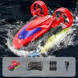 Hem Suda Hem Karada Kullanılabilen Stunt Drift Rc Tekne Oyuncak 2.4ghz Uzaktan Kumandalı Araba Amfibi Drift Araba - Kırmızı