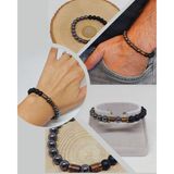 Hematit & Oniks Taşı 8mm Unisex Tasarım Bileklik Hawaii Model (3614)