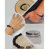 Hematit & Oniks Taşı 8mm Unisex Tasarım Bileklik Hawaii Model (52358)
