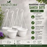 Hematorf Askılı Saksı 3,5 Lt- 4 Lü Set