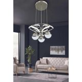 Hemera Modern Kumandalı Led Sarkıt Avize 3 Renk 4 Bölmeli Krom Kaplamalı Toplu Kelebek Taşlı