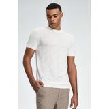 Hemington Ajur Örgü Detaylı Bisiklet Yaka Beyaz Triko T-Shirt - Off White - 2XL
