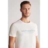 Hemington Baskılı Keten Pamuk Karışım Beyaz T-Shirt - XS - Off White