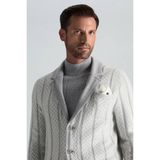 Hemington Kaşmir-Ipek-Yün Karışım M Desenli Açık Gri Triko Blazer Ceket - Light Grey - XL