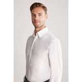 Hemington Kuş Gözü Dokulu Non-Iron Business Gizli Düğme Beyaz Gömlek - 46 - White