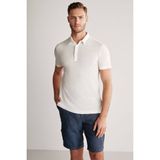 Hemington Saf Keten Beyaz Polo Yaka T-Shirt - Off White - 2XL