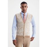 Hemington Şal Desen Camel Merino Yün Triko Yelek