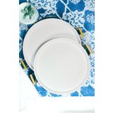 hemlife 2 Li Ahşap Kulplu 51 Cm Metal Tepsi Ve 45 Cm Beyaz Tepsi Çay Kahve Sunum Tepsisi