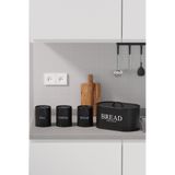 hemlife 4'lü Ekmeklik Seti Metal Kapak Çay Kahve Şekerlik Tezgah Üstü Dolap İçi Organizer Siyah/beyaz
