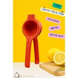 hemlife Metal Pasyapmaz Limon ve Narenciye Sıkacağı Özel Tasarım Desenli Limon Portakal Sıkacağı KIRMIZI