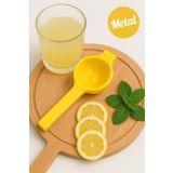 hemlife Metal Pasyapmaz Limon ve Narenciye Sıkacağı Özel Tasarım Desenli Limon Portakal Sıkacağı SARI