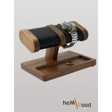 Hemm Wood | Hemm Unique El Yapımı Ahşap Saat ve Takı Standı – Amerkan Ceviz Dogal Kaplama , Yumusak Deri Kaplamali, Bileklik Sergileme Ünitesi – Ipek Mat Vernikli