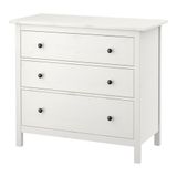 HEMNES 3 çekmeceli şifonyer, beyaz vernik beyaz vernik 108x96 cm