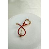 Hemşire-Doktor Kırmızı Mineli Seteskop Broş (5cm)