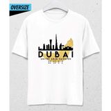 Hena Dubai Skyline Beyaz Tişört – Göz Alıcı Şehir Temalı Oversize Model Erkek/Kadın