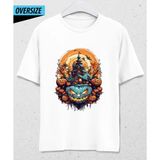 Hena Halloween: Efsanevi Gece Oversize T-Shirt Beyaz - M