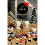 HENBi Sevgiliyle Boyama Etkinliği (3D) Sevgili Hediyelik Biblo Kedi ve Köpek2 konsept Taş Boyama Seti