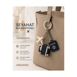 Heners Seyahat Temalı Bag Charm Çanta Aksesuarı – Uçak, Bavul & Pasaport / Uçak, Yıldız & Fotoğraf Makinesi