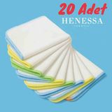 HENESSA TEKSTİL 20 Adet Pamuklu Erkek Bebek Ağız Mendili (Sırt, yüz ve ter) 22×22