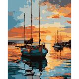 Hengam Sayılarla Boyama Kasnaklı Tablo Seti. Fırça Boya Dahil 40X50CM *tekne*