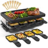 HengBo 8 Kişilik Raclette, 8 Tavalı Raclette Izgara, 1300 W - Siyah