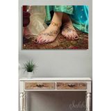 Henna Desenleri İle Süslenmiş Ayaklar Yatay Kanvas Tablo Tekli Kuaför Güzellik Salonu Tattoo 3398