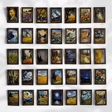 Henno 50’li Van Gogh Sanat Tablosu Stilinde Pul Sticker Seti 3 x 4 cm Kuşe Kağıdı ile Renkli