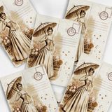 Henno A6 (10,5X14,8 Cm) 6’lı Aynı Desen Vintage Kadın Figürlü Scrapbook ve Mektup Kağıdı