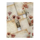 Henno A6 (10,5x14,8 cm) 6'lı Gelincik Detaylı Vintage Scrapbook Mektup Kağıdı