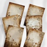 Henno A6 (10,5X14,8 Cm) 6'lı Vintage Nostaljik Çiçek Silüetli Scrapbook ve Mektup Kağıdı Seti