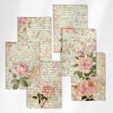 Henno A6 (10,5X14,8 Cm) 6’lı Vintage Pembe Gül Çiçekli El Yazılı Scrapbook ve Journal Kağıdı Seti