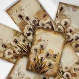 Henno A6 (10,5X14,8 Cm) Vintage Yazı Kolajlı Karahindiba Çiçekli Scrapbook ve Mektup Kağıdı Set