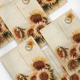 Henno A6 Vintage Ayçiçeği Desenli 6’lı Kağıt Seti 10,5 x 14,8 cm 110 gr Çiçek Temalı